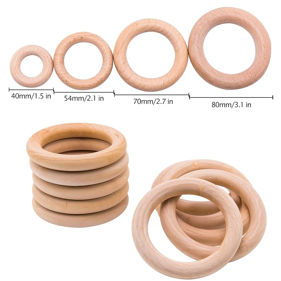 Amazon.co.jp: Mamimami Home 木製 リング 70mm 5個 ブナの木